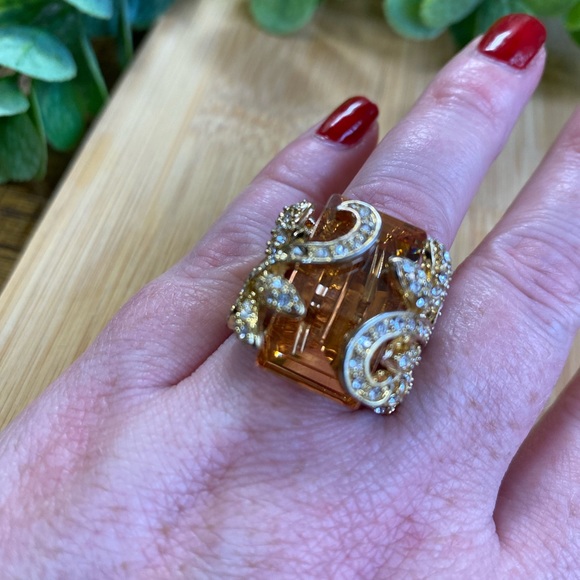 Vintage estate citrine costume ring size 7 - Picture 5 of 6